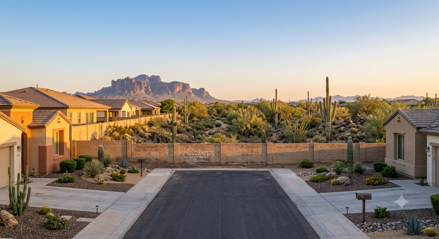 North Phoenix neighborhood backing up to open desert