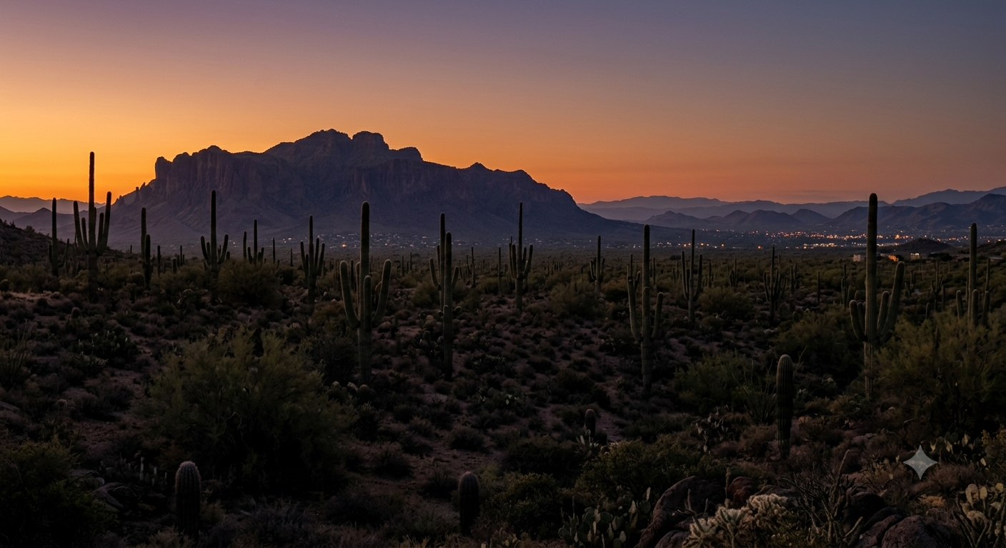 Desert mountain sunset view near North Phoenix
