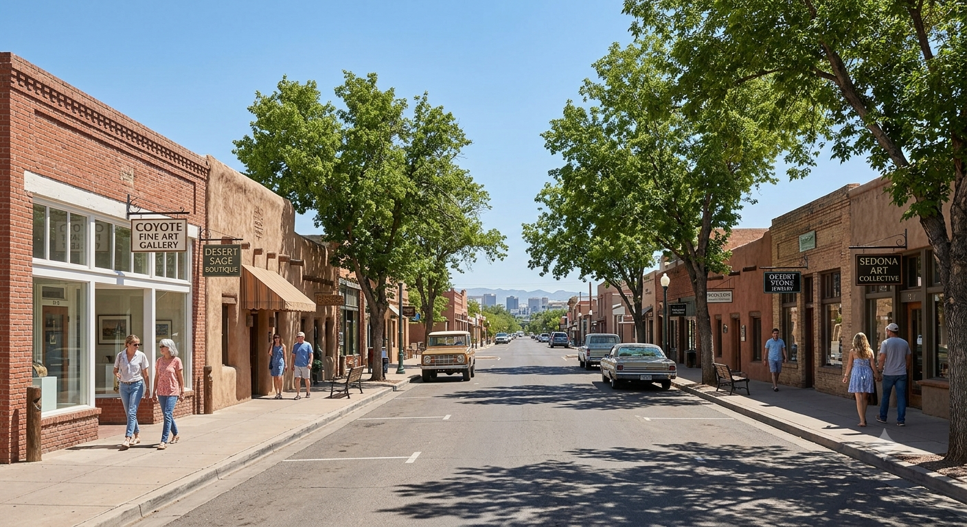 Old West heritage district storefronts in Scottsdale