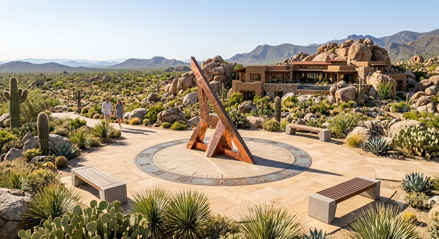 Large sundial monument in a Carefree town plaza
