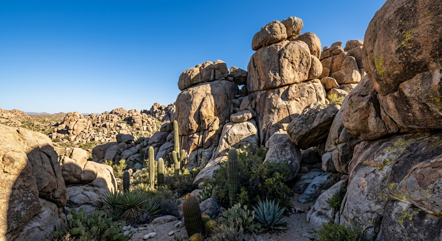 Massive granite boulder formations in the desert near Carefree