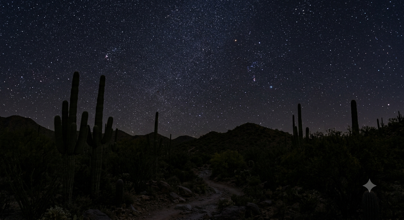 Star-filled night sky over the desert near Cave Creek