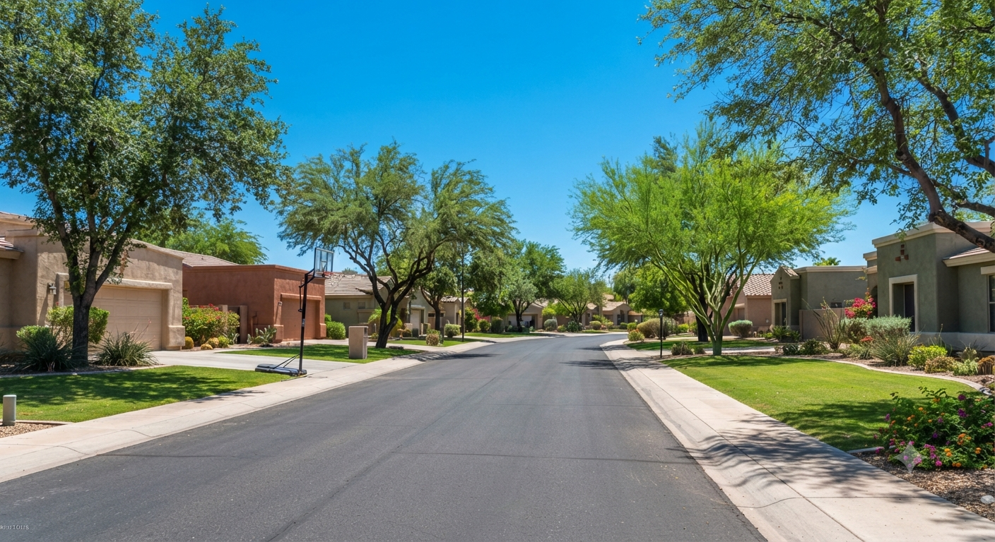 Established residential street with mature trees in Glendale
