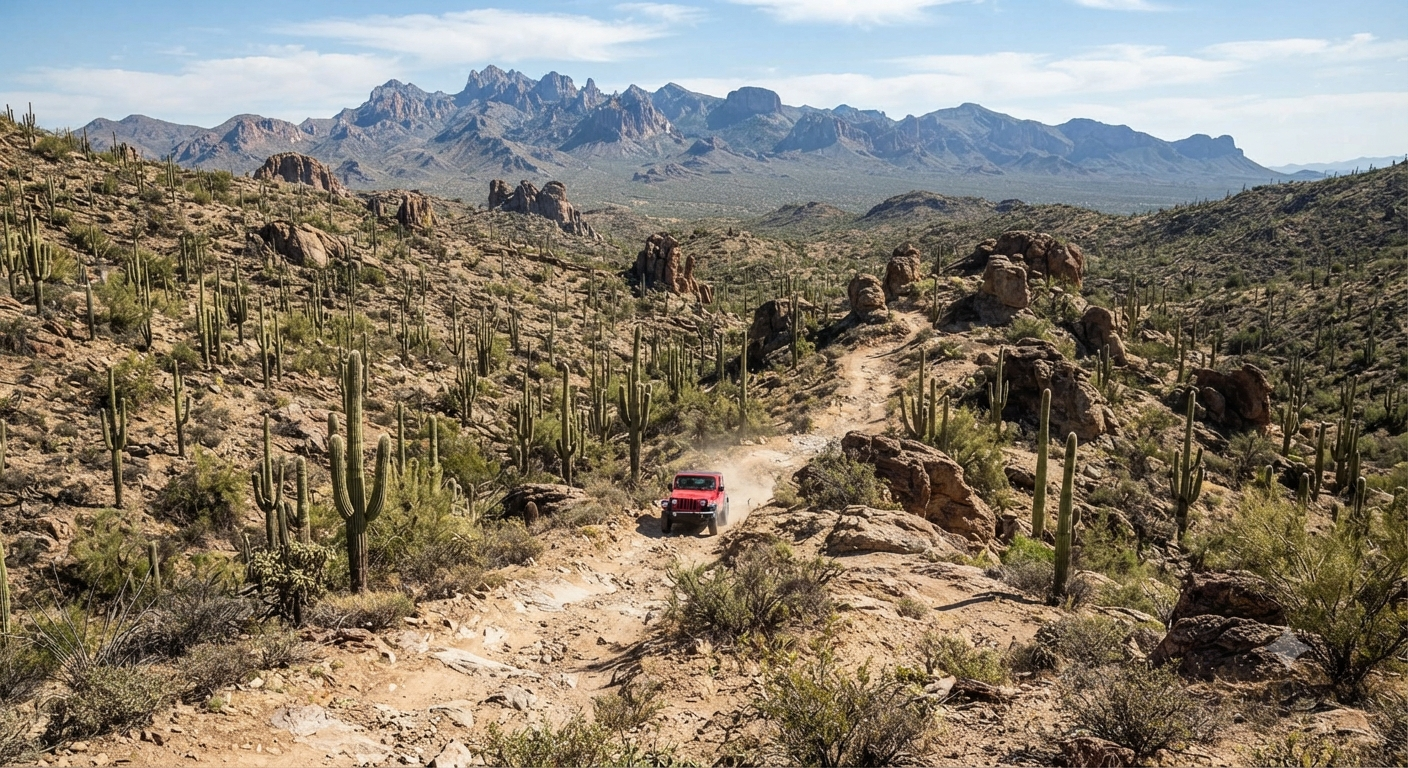 Off-road vehicle on a desert trail near Rio Verde